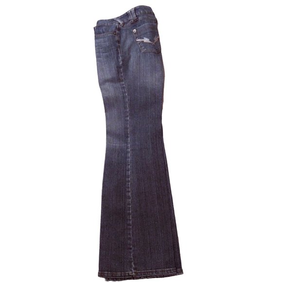 Size 7 Boot Cut Jeans with Fading, Denim  Jean, Candies Jeans, Stone Wash - Picture 2 of 11